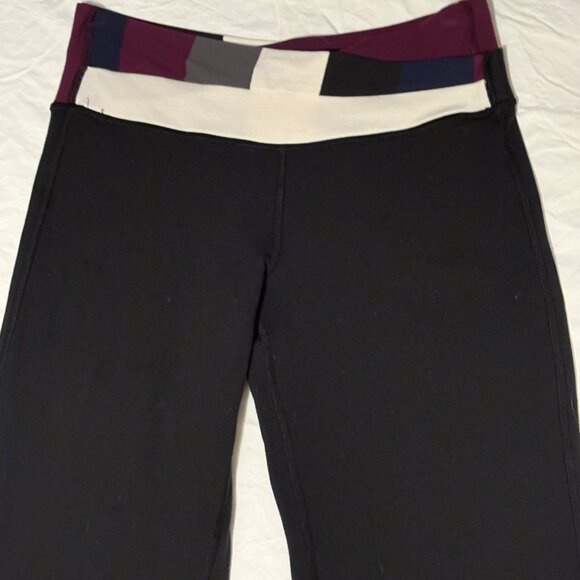 Lululemon Astro Pant Regular Black Plum Stripe Yoga Gym Flare Leggings 31" Sz 4 - Picture 3 of 11